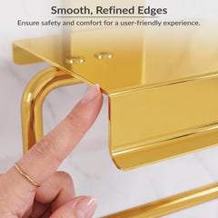 Plantex 304 Grade Stainless Steel Tissue Paper Roll Holder/Toilet Tissue Holder with Mobile Stand/Bathroom Accessories (Crystal, PVD Gold)-3