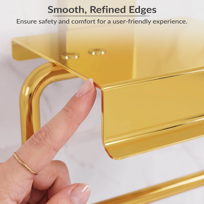 Plantex 304 Grade Stainless Steel Tissue Paper Roll Holder/Toilet Tissue Holder with Mobile Stand/Bathroom Accessories (Crystal, PVD Gold)-3