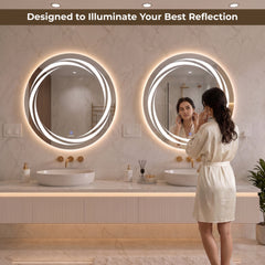 Plantex Glass Mirror with Light with 3 Tone/Smart Mirror Shatterproof for Living Room/Bedroom/Dressing Room - Round Shape (24 Inch)-5