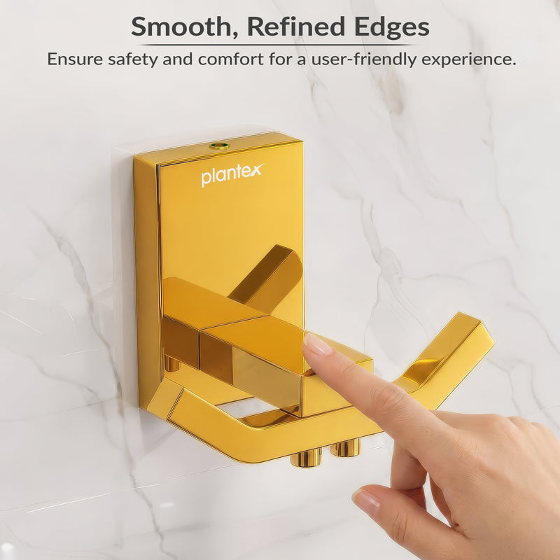 Plantex 304 Grade Stainless Steel Robe Hook/Cloth Towel Hanger/Door Hanger Hook/Bathroom Accessories - Pack of 1 (Crystal, PVD Gold)-3