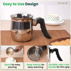 Stainless Steel Turkish Coffee Warmer - Stay-Cool Handle, Induction Friendly, 100% Food-Safe – 500ml / 900ml