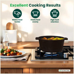 CASTrong Cast Iron Dutch Oven/ Casserole with Lid,Pre-seasoned, 100% Pure, Toxin-free, Induction, 26.5cm, 5 Liter, 7.9 kg
