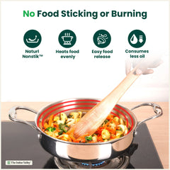 Tri-ply Stainless Steel Saute Pan (22cm, 2L) – No Sticking, No Burning | With Steel Lid | Fast Heating, Healthy Cooking | Induction Safe