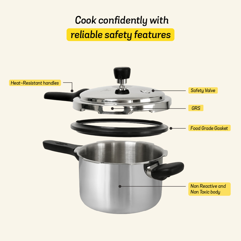 MEYER Presta 5.5L Pressure Cooker+Serving Spoon+Steel Ladle 3-Piece Set
