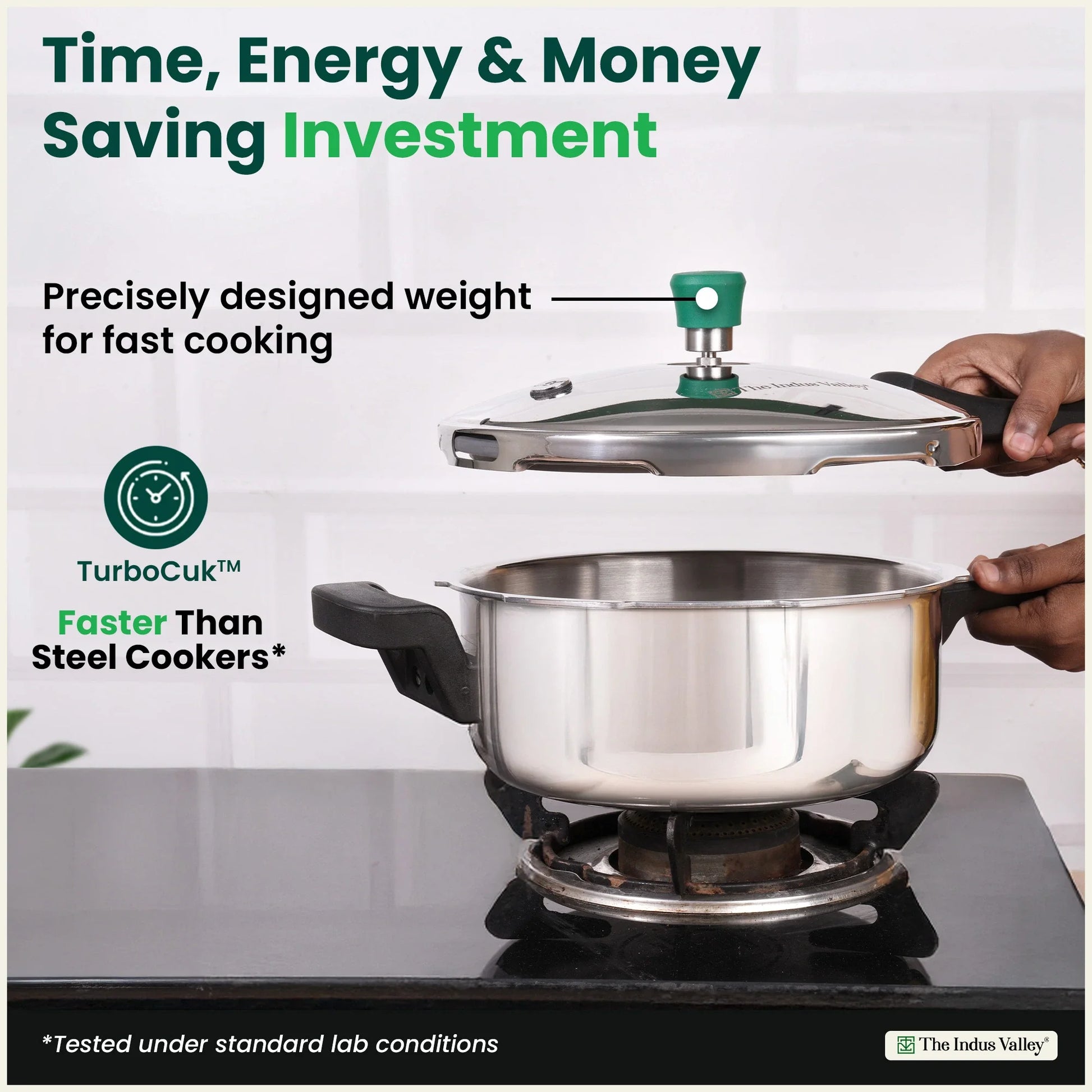 Tri-ply Stainless Steel Pressure Pan, Premium Quality, 3 Layer Thick Body, Heavy Bottom, 100% Food-safe, ISI Certified, Induction & Gas, 3.5/5L