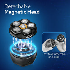AGARO HS7979 Head Shaver, for Bald Men, 6 Flexible Heads, Wet/Dry Head Shaver, Rechargeable, IPX7 Waterproof, Detachable