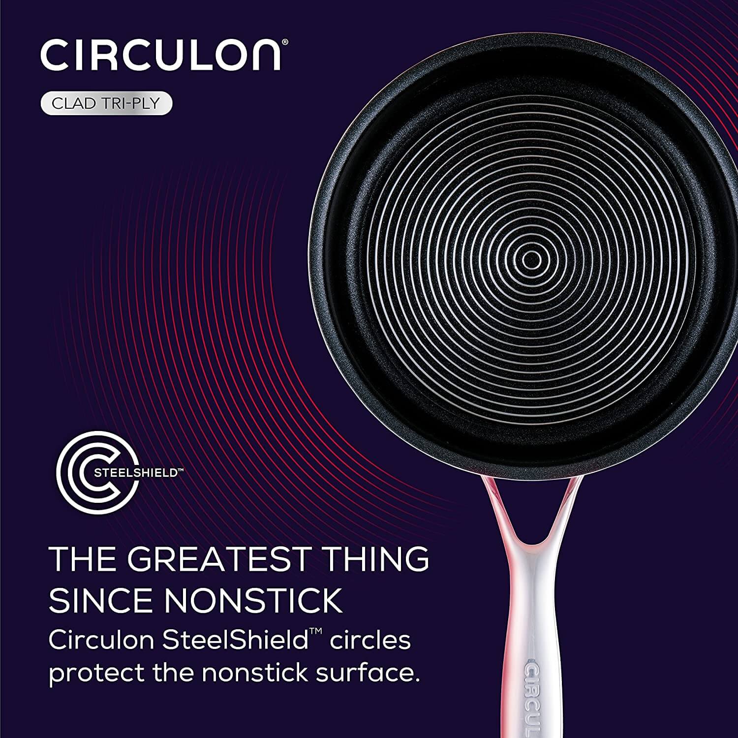Circulon Clad Stainless Steel Saucepan with Glass Lid and Hybrid SteelShield and Nonstick Technology, 16cm, Silver