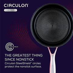 Circulon Clad Stainless Steel Saucepan with Glass Lid and Hybrid SteelShield and Nonstick Technology, 16cm, Silver