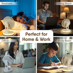 AGARO Alpha Desktop Fan with Light, 6 Inches, 4 Speeds, Oscillating Table Fan, Brushless Motor, Wide Angle Adjustment, U