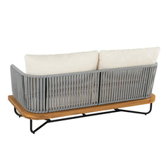 Logema Outdoor Garden Balcony Sofa Set 2 Seater,4 Single Seater With 1 Table Set, Braid & Rope (Grey + Beige)