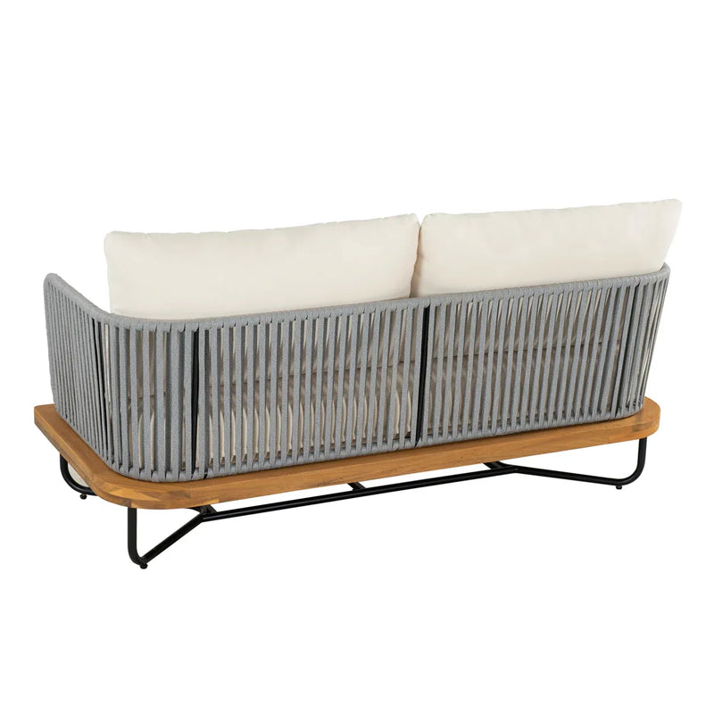 Logema Outdoor Garden Balcony Sofa Set 2 Seater,4 Single Seater With 1 Table Set, Braid & Rope (Grey + Beige)