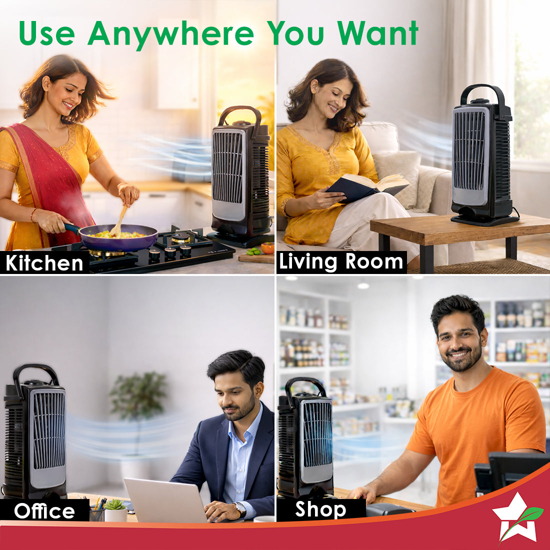 Wonderchef Tornado Portable Fan, For Home and Office Tabletop, 3 Speed Settings, 2kg Mini Portable Fan, Low Power Consum