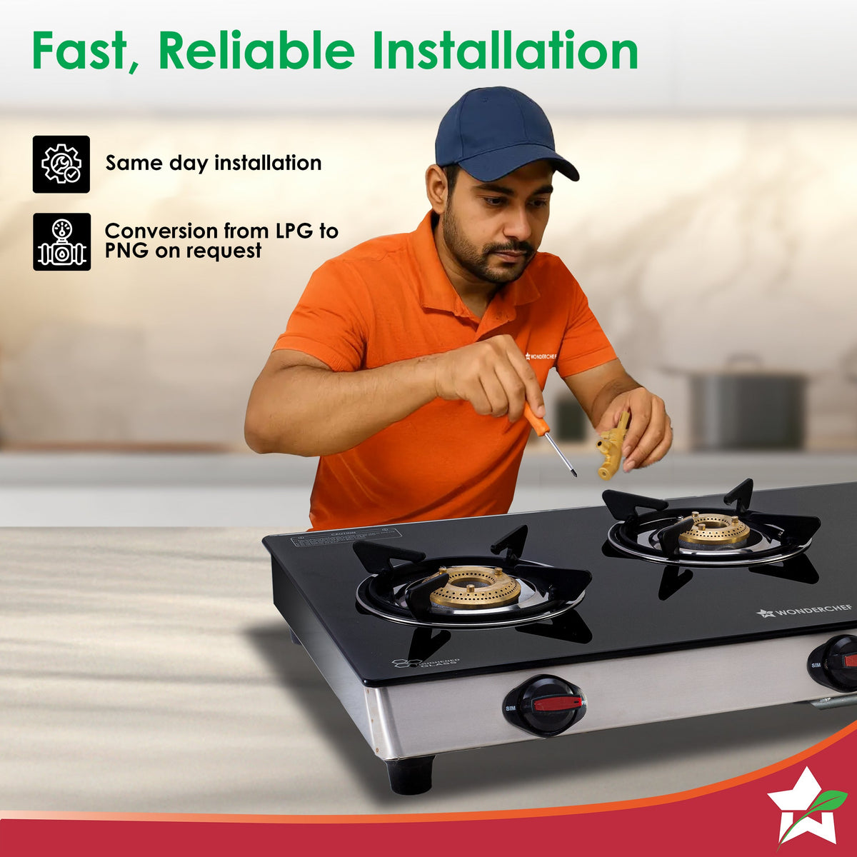 Wonderchef Galaxy 3 Burner Auto Gas Stove | 6mm Toughened Glass | Piezo Auto Ignition | 2 Years Warranty