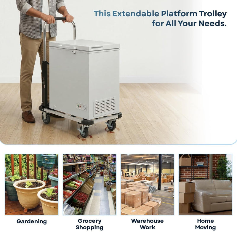 Corvids 150 Kg Portable Aluminium Extendable Hand Platform Trolley with 2-Year Warranty-7