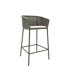 Cerci Outdoor Patio Bar Chair 2 Chairs For Balcony Braided & Rope (Grey)