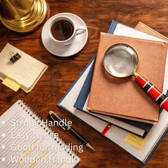 Brass Magnifying Glass With Black Wooden Handle (7.8 Inch)