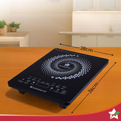 Wonderchef Swift Induction Cooktop with 8 Power Settings|2200 Watt Induction Cooktop| Pre-set Menus for Soups, Curries, Dals, Saute Masala|Crystal Glass Top Surface| LCD Digital Panel | Smart Touch Buttons|Compact & Portable Induction Cooktop-3