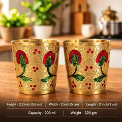 Brass Meenakari Hand Painted Glass Pair (2.2 Inch)