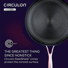 Circulon Clad Stainless Steel Frying Pan / Skillet with Hybrid SteelShield and Nonstick Technology, 25cm ,Silver