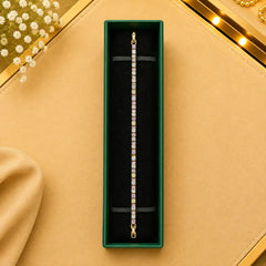 Thin Linear CZ Tennis Bracelet for Women | Gold-Tone Clasp, Gift Box
