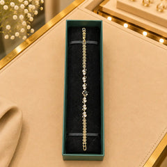 Leaf & Vine Tennis Bracelet for Women | CZ Stones, Gold-Tone Clasp