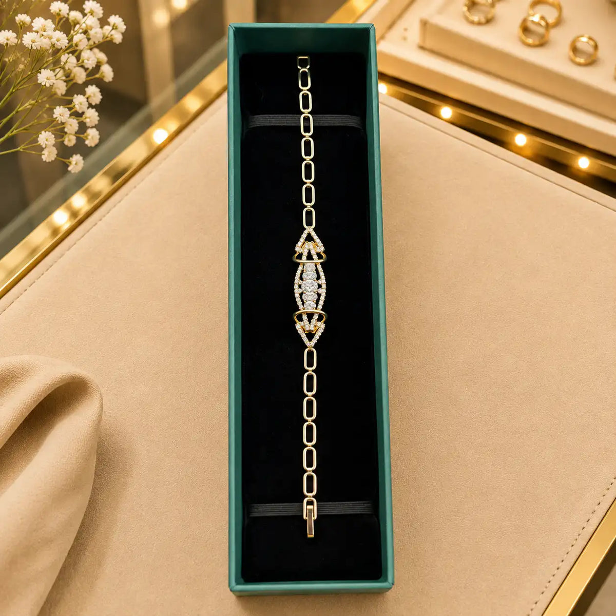 Colorful CZ Tennis Bracelet for Women | Gold-Tone Clasp, Gift Box