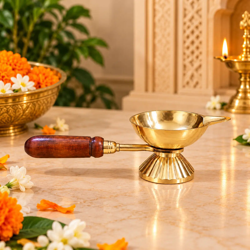 Brass Luxury Gift Hamper with Aarti Diya and Pooja Handbell