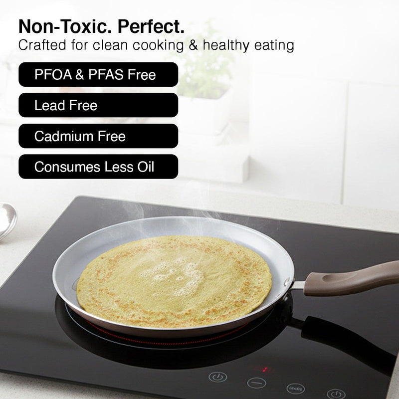 Prestige Ceraglide Duo Ceramic Coating Non Stick Aluminium Cookware Omni Tawa Dia 25 cm, Prestige Ceraglide Duo Ceramic Coating Non Stick Aluminium Cookware Fry Pan Dia 24 cm (1.6 Litre)