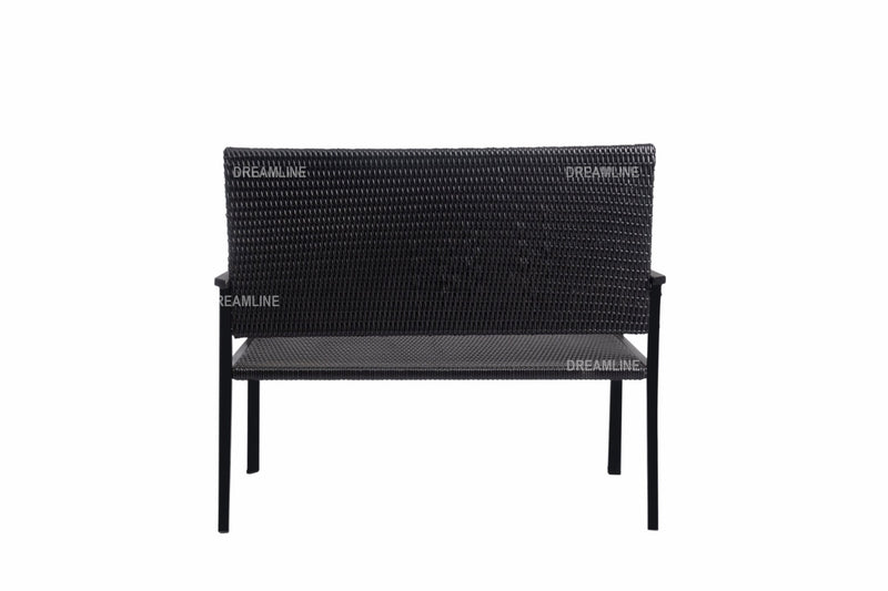 Franco Wicker 2 Seater Garden Bench for Outdoor Park - (Black)