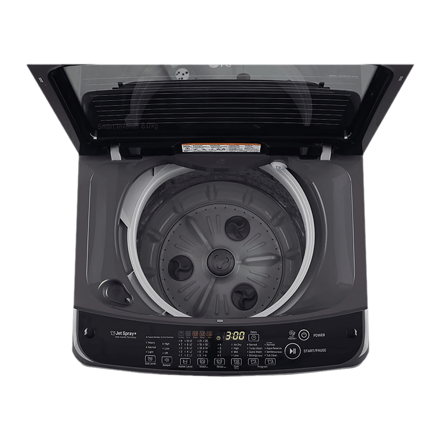 LG 8 kg 5 Star Inverter Fully Automatic Top Load Washing Machine (T80AJMB1Z.ABMQEIL, Stainless Steel Tub, Middle Black)