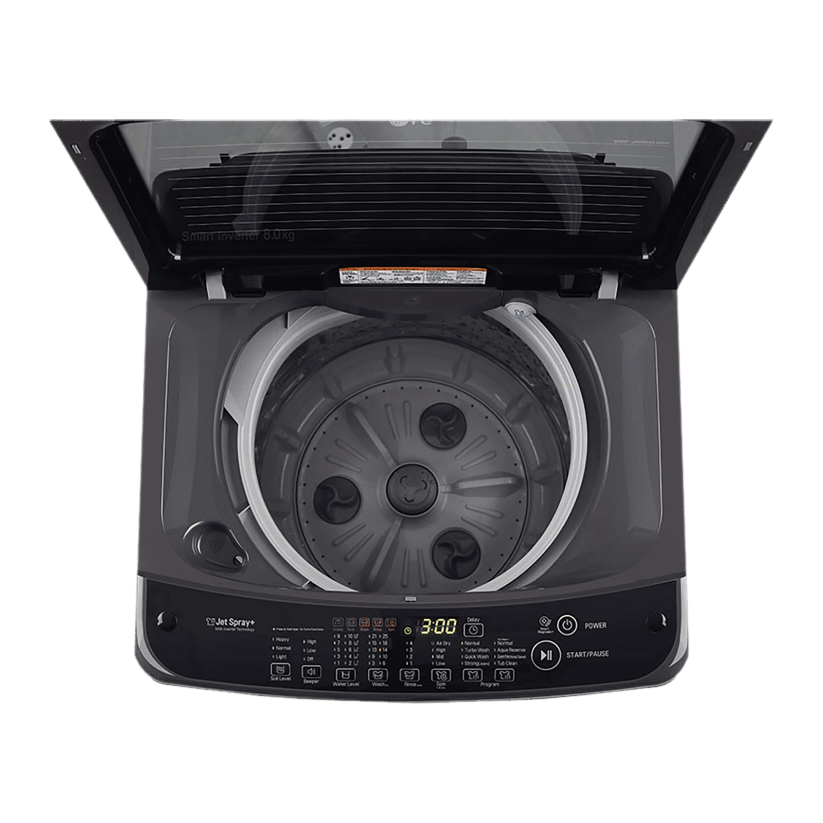 LG 8 kg 5 Star Inverter Fully Automatic Top Load Washing Machine (T80AJMB1Z.ABMQEIL, Stainless Steel Tub, Middle Black)
