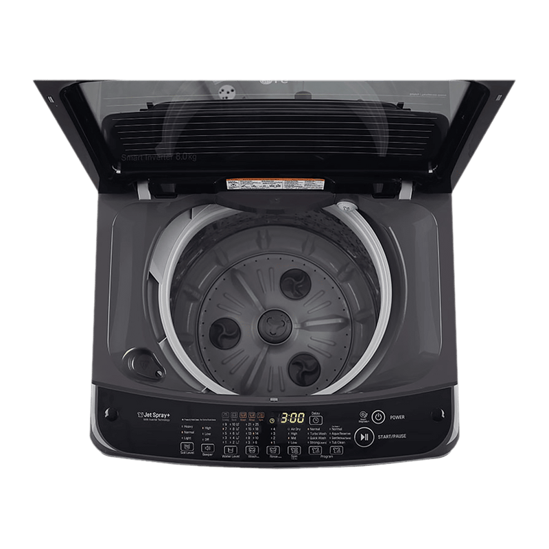 LG 8 kg 5 Star Inverter Fully Automatic Top Load Washing Machine (T80AJMB1Z.ABMQEIL, Stainless Steel Tub, Middle Black)