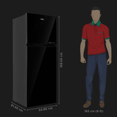 Haier 268 Litres 2 Star Frost Free Double Door Convertible Refrigerator with Turbo Icing (HRF-3182PKG-P, Black Glass)