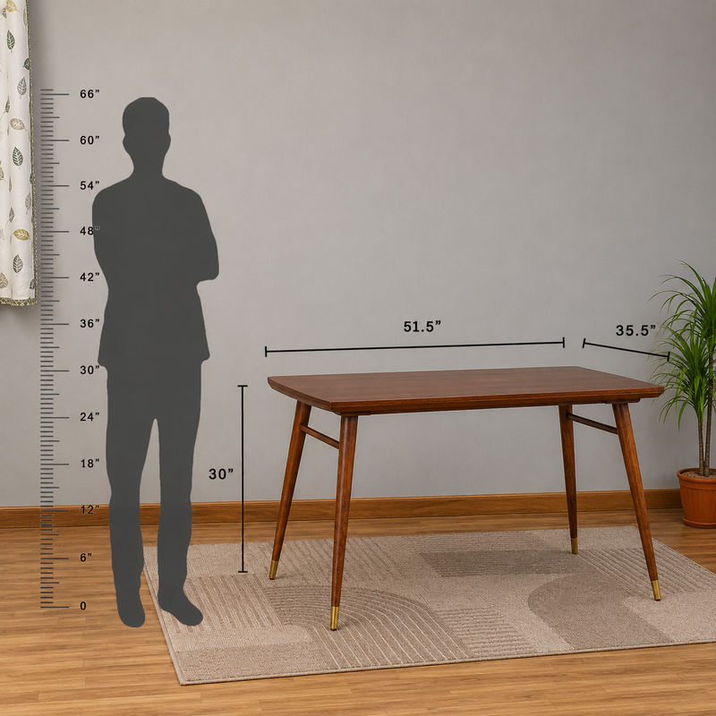 Ashton Solid Wood Rattan Cane Dining Table 4 Seater 