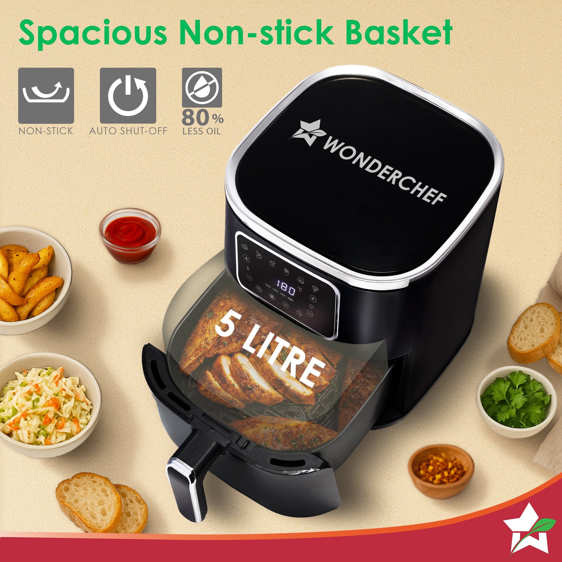 Platinum Digital Air Fryer | 5L | Rapid Air Technology | 7 Pre-Set Menu Options | Temperature and Time Control | Digital Interface | Chrome Finish | 1 Year Warranty