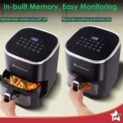 Evita Digital Air Fryer, 1350W, 5 L, Rapid Hot Air Technology, 8 Pre-set Menus, Non-stick Basket, In-built Memory, Customised Time & Temperature Control, Fry, Bake, Grill, 2-Yr Warranty