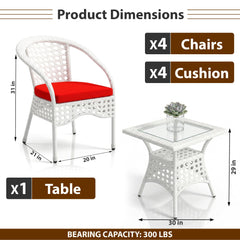 Koiki Outdoor Patio Seating Set 4 Chairs and 1 Table Set (White)