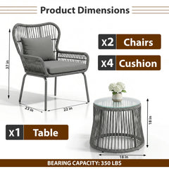 Intra Outdoor Patio Seating Set 2 Chairs and 1 Table Set