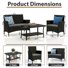 Elix Outdoor Sofa Set 2 Seater , 2 Single seater and 1 Center Table Set (Black)