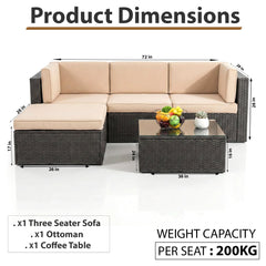 Ment Outdoor Sofa Set 4 Seater and 1 Center Table Set (Black)