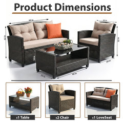 Amada Outdoor Sofa Set 2 Seater , 2 Single seater and 1 Center Table Set (Brown)