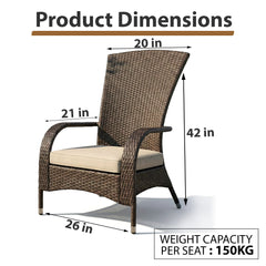 Vivero Outdoor Garden Balcony Single Seater Sofa (Brown)