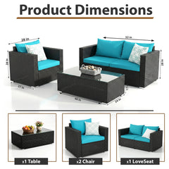 Carcamo Outdoor Sofa Set 2 Seater, 2 Single seater and 1 Center Table (Blue)