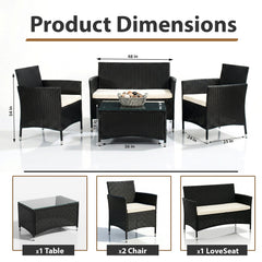 Unico Outdoor Sofa Set 2 Seater , 2 Single seater and 1 Center Table Set (Black)