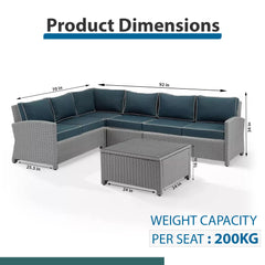 Estio  Outdoor Patio Sofa Set 4 Seater and 1 Table With 1 Ottoman Set