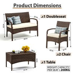 Canapa Outdoor Sofa Set 2 Seater , 2 Single seater and 1 Center Table Set (Brown)