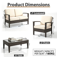 Maisa Outdoor Sofa Set 2 Seater , 2 Single seater and 1 Center Table Set (Brown)
