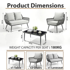 Alveré Outdoor Sofa Set 2 Seater, 2 Single seater and 1 Center Table