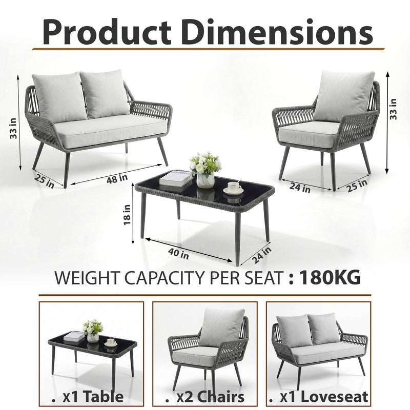 Alveré Outdoor Sofa Set 2 Seater, 2 Single seater and 1 Center Table
