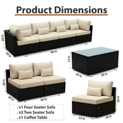 Aris Outdoor Garden Balcony Sofa Set 2 Double Seater, 4 Single seater 2 Double seater With 2 Center Table Set (Black)